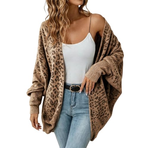Aniywn Leopard Cardigan for Women Long Open Front Oversized Sweaters Jacket - image 2