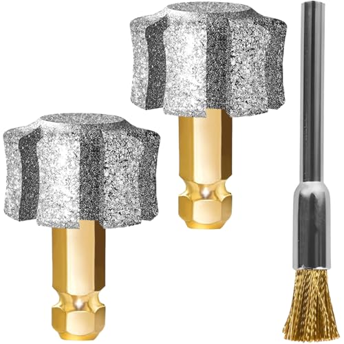 Image of LENONG Fast Cooling Dog Nail Grinder Head with 7-Grooves, Anti-Clogging Diamond Pet Nail Grinder Replacement Heads with Steel Brush for Casfuy and Most Brands (2pcs 80#)