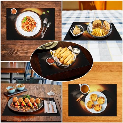 Sets de table d'Halloween en PVC lavables en vinyle tissé durable pour dîneurs - 6