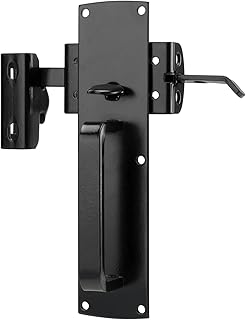 CHIJANE Thumb Gate Latch for Wooden Fence, Self Locking Fence Latch with Decorative Handle, Heavy Duty Door Latch Gate Lock Hardware Kit for Outdoor Garden, Pool, Metal Gate, Vinyl Fence, Black Finish