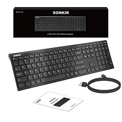 Sonkir Wireless Keyboard, 2.4GHz Ultra Thin Rechargeable Aluminum Full Size Wireless Keyboard - Thumbnail 6