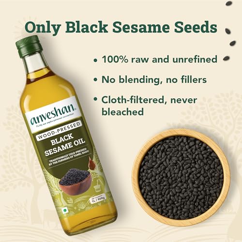 Image of Anveshan Wood Cold Pressed Sesame Oil (Gingelly Oil) - 1Litre | PET Bottle | Kacchi Ghani | 0 trans fat & Chemical free| Goodness of Omega 6 & Authentic Seed Flavour| Helps Lower Cholesterol