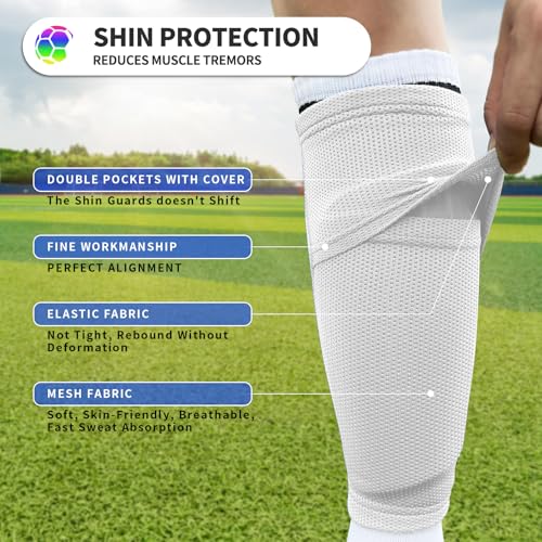 ATHCISE Kids Youth Soccer Shin Guards with Sleeves, Slip in Shinguards Soccer Shin Pads for 3-15 Years Old Boys Girls Child Teens — view 5