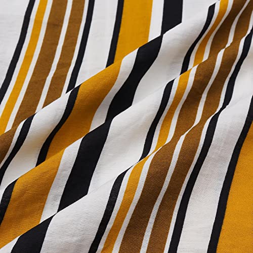 Haoricu HAORICU_2357 Summer Men'S Short Sleeve Blouse Summer V Neck Shirts Stripes Print Button Up Loose Shirts Blouse thumb #4