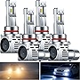 4 Pack 9005 LED Headlight Bulbs Combo, 6500K Cool White 24000LM Wireless Headlight LED Bulbs, 9005 HB3 Automotive Headlight Bulbs for Auto Replacement High Low Beam