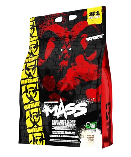 Image of Mutant Mass Weight Gainer Protein Powder - Build Muscle Size and Strength with 1100 Calories - 56 g Protein - 26.1 g EAAs - 12.2 g of BCAAs - 15 lbs with 24 Servings - Cookies & Cream