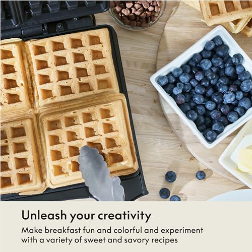 image for BELLA Classic Waffle Iron, 4 Square Belgian Waffle Maker, Non-stick Ex