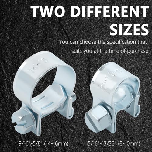 Image of 20PCS 9 /16 inch-5 /8 inch Small Hose Clamps,Adjustable Fuel Line Clamp for OD 5 /8 Heater Hose Radiator Fuel Water Line,Universal Multi-Purpose Radiator Hose Clamps Pipe Clamp Car Accessories (14-16mm)