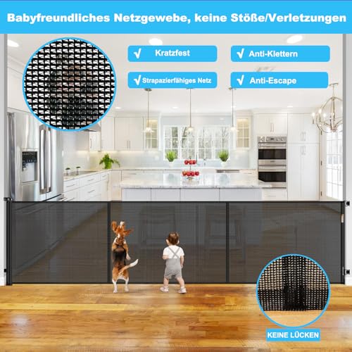 Treppenschutzgitter Ausziehbares Extrabreit Türschutzgitter für Babys, Babygitter & Hundegitter,Ausziehbar bis zu 300 cm Breite, Türschutzgitter für Treppe Türen Korridore Freien