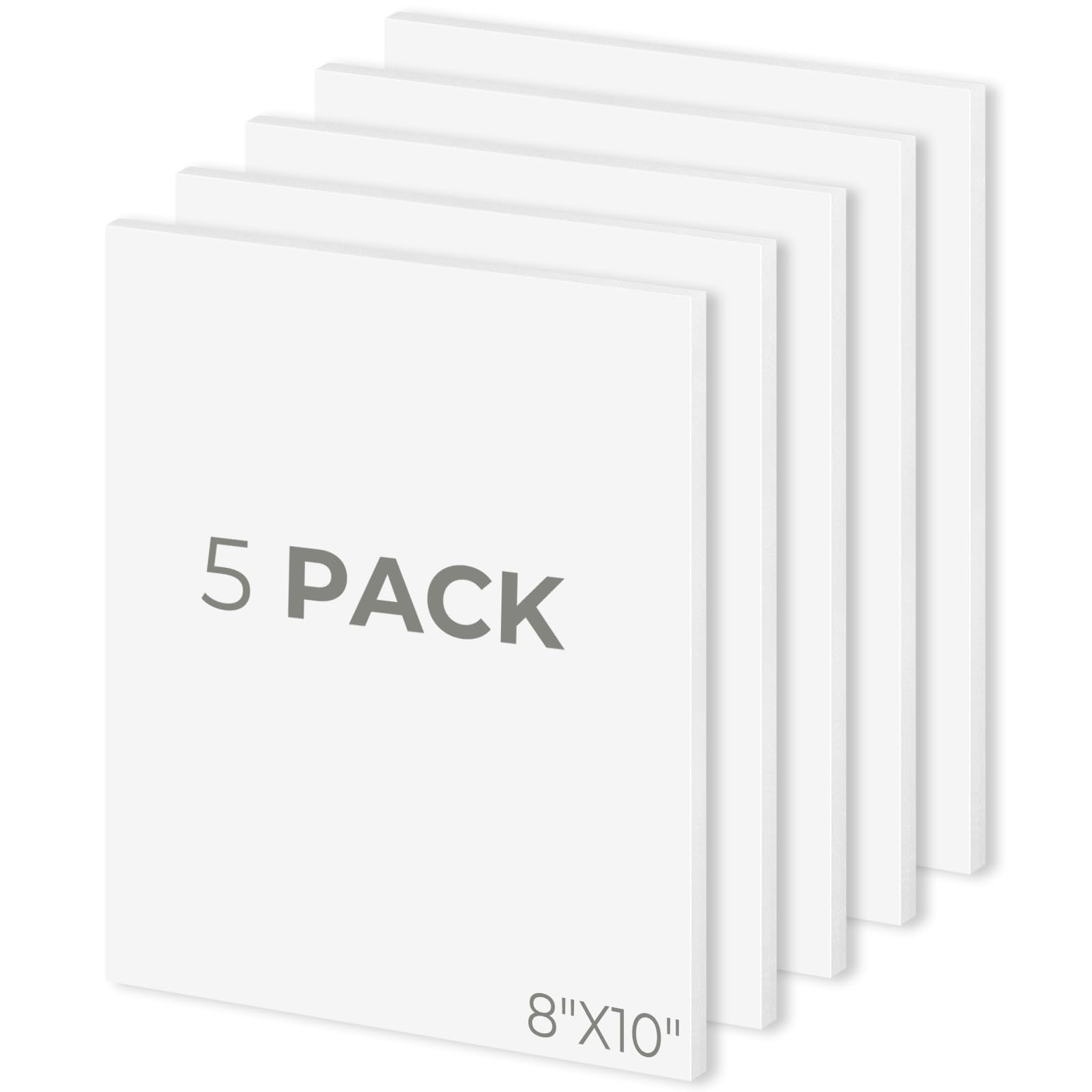 Mat Board Center, Pack of 5, 8X10 Foam Boards, Acid Free White Foam Core Boards for Mounting, Crafts, Display, Presentation and Projects, 1/8'' Thick