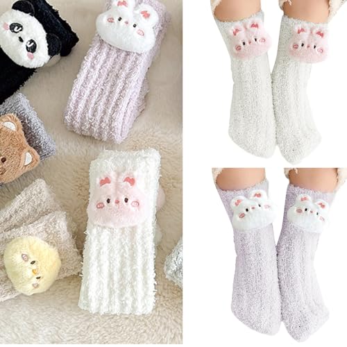Thicken Warm Knee Highs Socks for Kids 1-12Year Warm Winter Thick Midcalf Socks Hosiery for Boys and Girls Neutral2