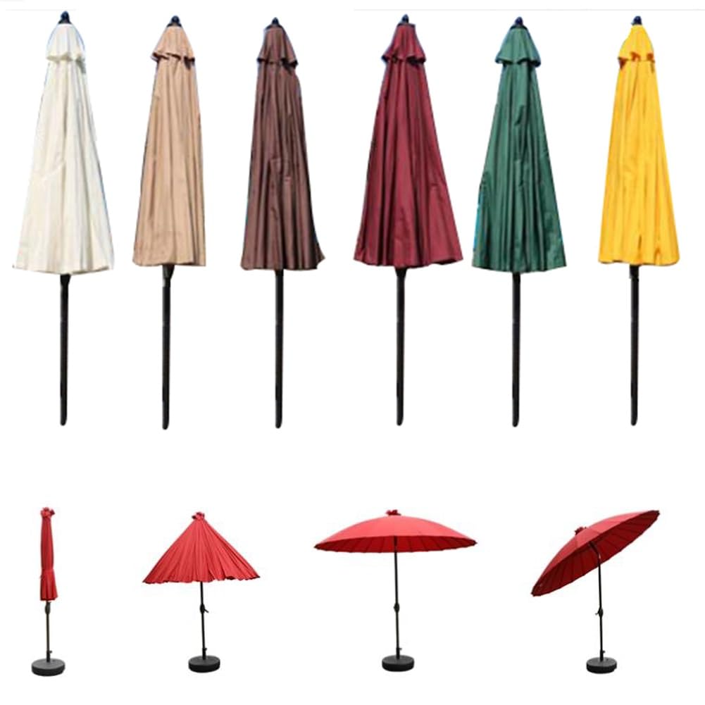 Ombrellone da esterno – Ombrello rotondo da tavolo da mercato con pulsante di inclinazione e manovella – Adatto per giardino, balcone, spiaggia, piscina e prato