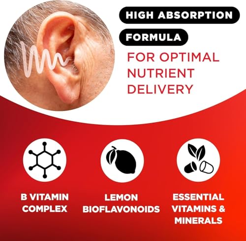 Image of LIPO Ear Ringing Relief Supplement - Relief for Ringing Ears - Clinically Studied Lemon Bioflavonoids with Vitamins C, B1, B2, B6, B12, & Calcium for Daily Ear Health Support - 150 Caplets