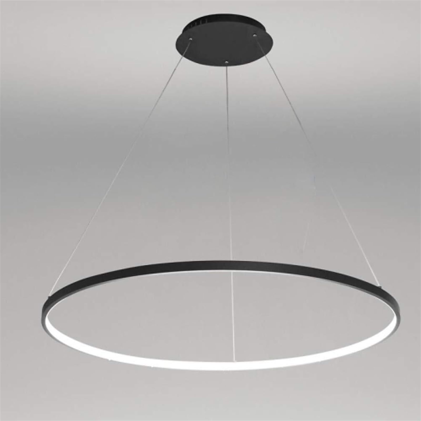 Nowoczesna okrągła lampa wisząca LED - ciągłe ściemnianie, regulowana metalowa i akrylowa lampa wisząca do salonu, kuchni, sypialni, biała, 40 cm (czarna + zimna biel, 60 cm