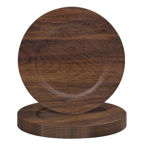 JEVERGN 10 Pack Farmhouse Charger Plates, 13'' Faux Wood Chargers for Dinner Plates...