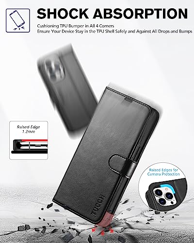 Tucch Case For Iphone 13 Pro Wallet Case, Protective [Tpu Shockproof Inner Shell], Pu Leather [Rfid Blocking] Card Holder Magnetic Stand Folio Cover Compatible With Iphone 13 Pro 6.1-Inch 2021, Black #TOP5