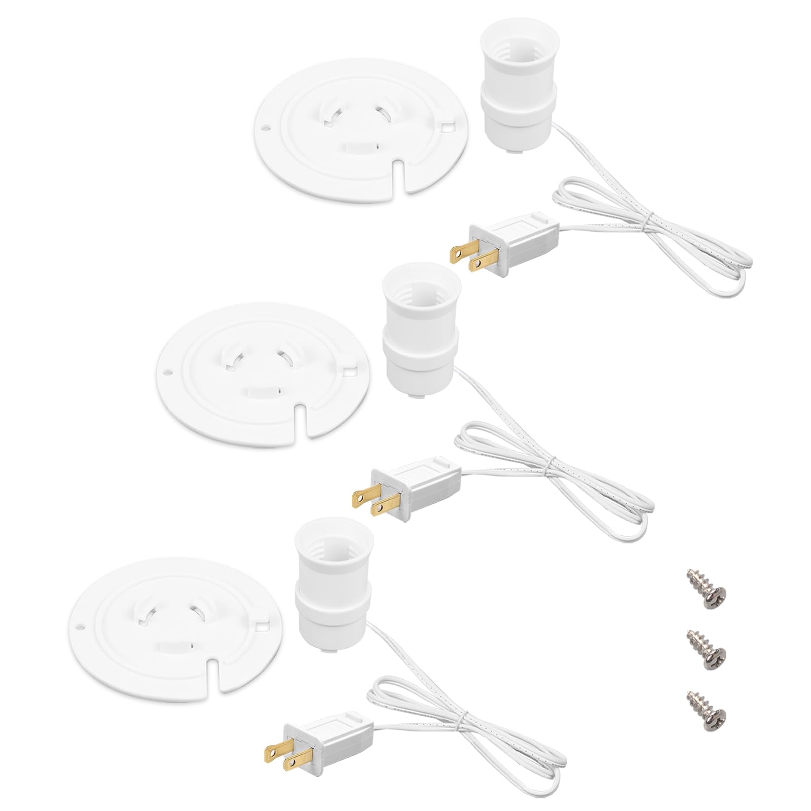 Norward 3 Set Blow Mold Light Kit Replacement, E27 E26 Bulb Cord Kit for Halloween,Christmas,Salt Lamp,Craft Indoor Outdoor Decorations,Salt Lamp Base with Fuse Plug