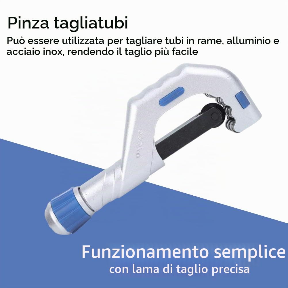 Tagliatubi in Acciaio Inossidabile, tagliatubi, Compatibile con Tubi 6mm a 70mm, per Tagliare Tubi in Rame, Alluminio e Acciaio Inossidabile