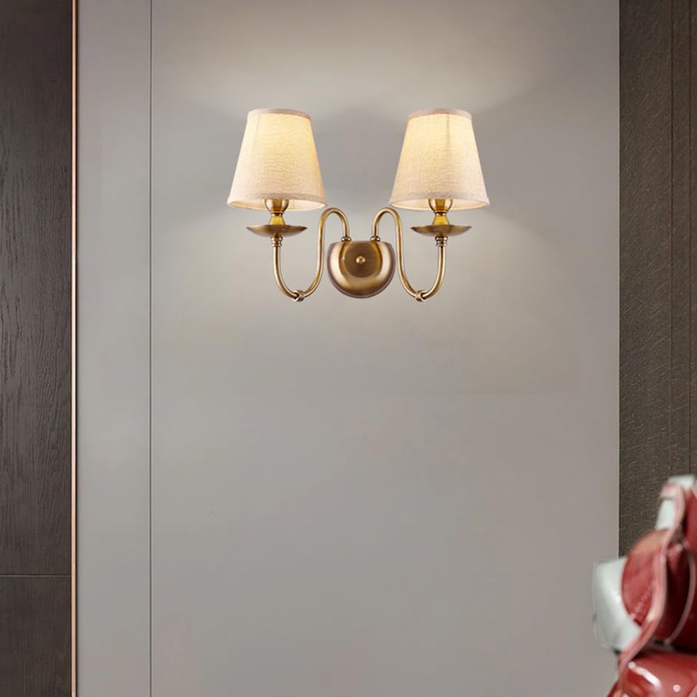 Applique da parete Da WENSENY luce a muro Applique elegante colore bianco paralume tessuto a pieghe in stile barocco classico 2-bulbs E14 2x60W 230V
