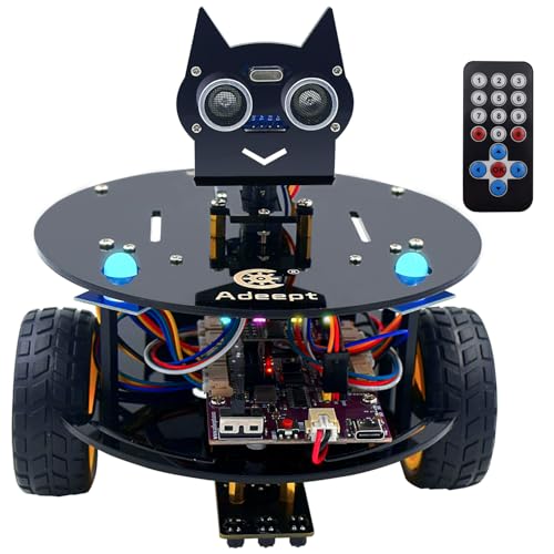 Adeept Smart Car Kit(Compatible with Arduino IDE), Line Tracking, Obstacle Avoidance, OLED Display, Ultrasonic Sensor, Wireless Remote Control, DIY STEM...