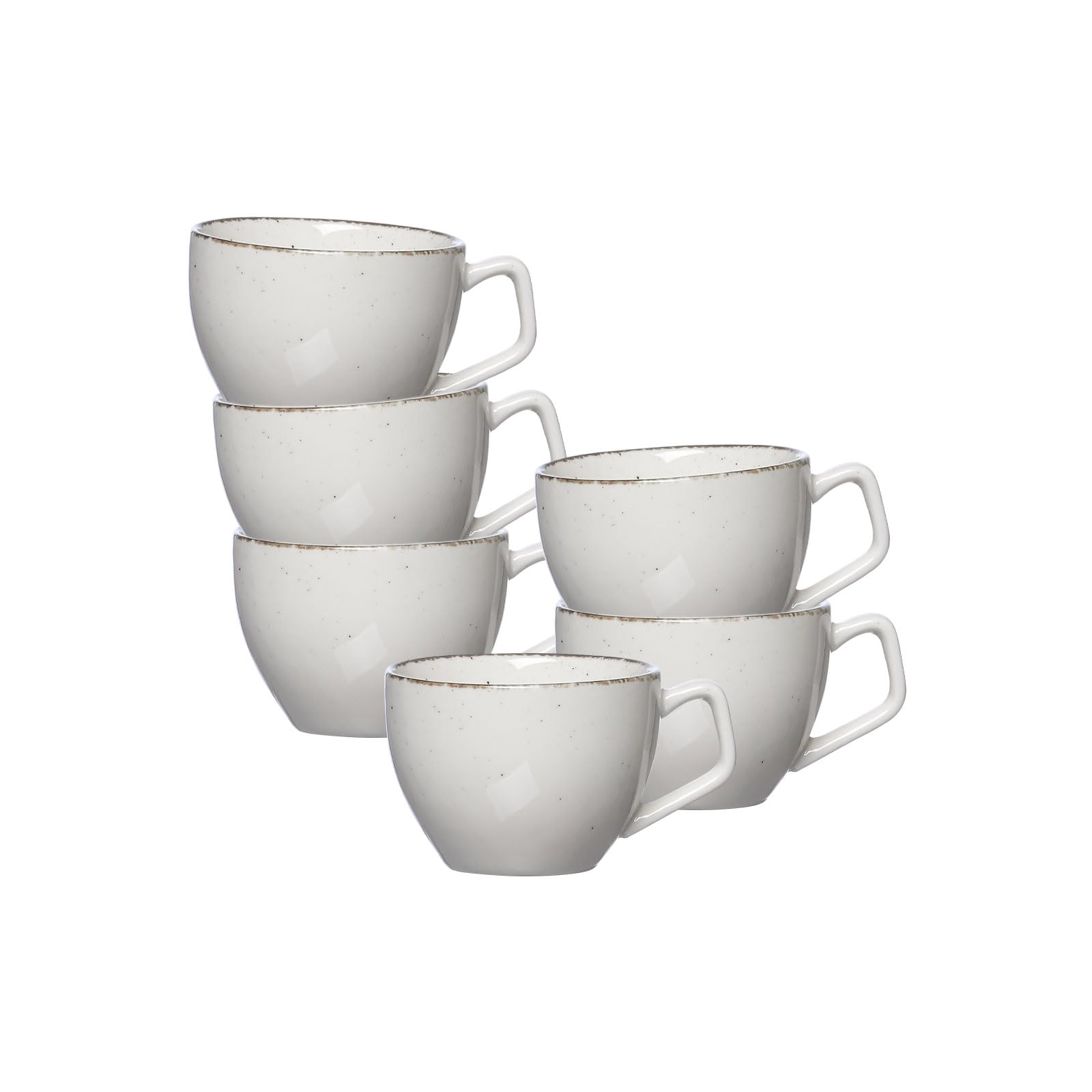 Ritzenhoff & Breker Espressotassen-Set Casa 6-teilig, 80 ml, Mokkatassen im Vintage-Look, Mix & Match-Geschirr, Spülmaschinenfest & Mikrowellengeeignet, Porzellan, Beige