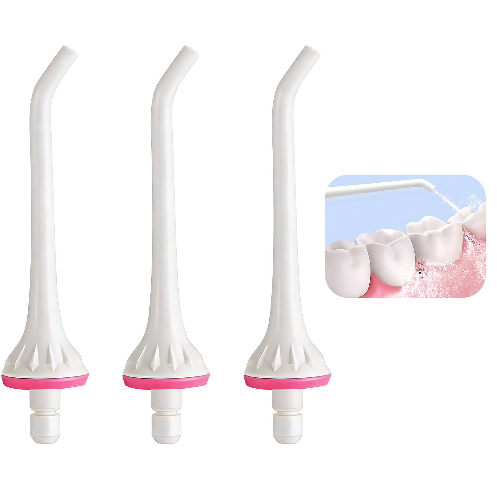 Boquillas de Repuesto para Irrigador Dental, Pack de 3, Longitud de 9.5 cm, Compatibles con Modelos Oralfree K201/K202/K203, Nicwell, Nicefeel, COSLUS, Mospro, Zerhunt, Accesorios para Water Flosser