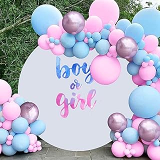 Balloons Garland Arch Pink Blue Kit, JORAKI 99pcs Baby Shower Party Decoration with Blue Pink Latex Balloons, Metallic Balloons, Balloon Helping Tools for Gender Reveal Boy or Girl Birthday Party