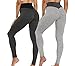 Voqeen Leggings Sportivi Donna Anticellulite Pantaloni Vita Alta Fitness Leggins Compressione Push up Yoga Pants Abbigliamento per Palestra Allenamento Jogging(Nuovo-Nero+Grigio,L)