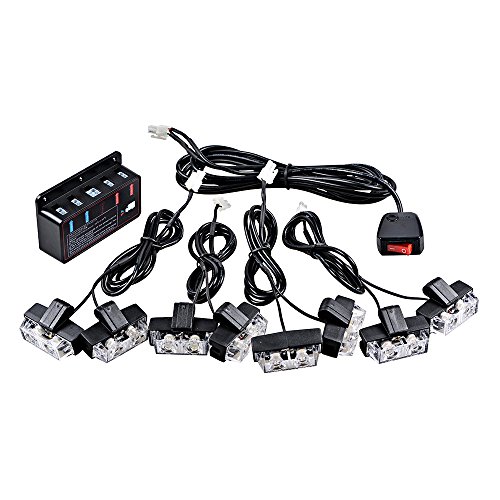 Set 4Pcs Amber/White Ultra Slim 12W 4-Led Strobe Light Bar + 8Pcs (4 White + 4 Amber) 2-Led Flashing Lamps For Construction Emergency Warning Car Truck 4X4 Atv Utv Suv Van #TOP6