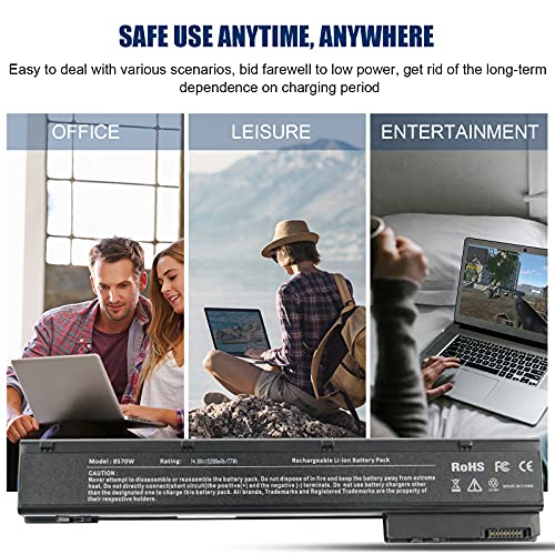 Aryee 14.8V 5.2Ah 8570W Battery Laptop For Hp Elitebook 8560W 8570W 8760W 8770W, Fit 632113-151 632425-001 632427-001 Hstnn-Ib2P Hstnn-Lb2P Hstnn-Lb2Q Hstnn-F10C Hstnn-I93C Vh08 #TOP5