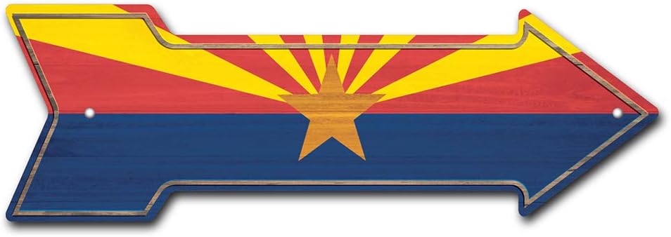 Arizona Flag Arrow Sign | Indoor/Outdoor | Direction Arrow Sign Funny Home Décor for Garages, Living Rooms, Bedroom, Offices | SignMission Personalized Gift | 36" Wide