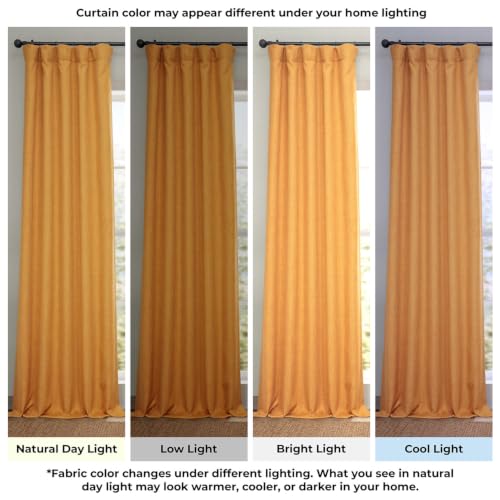 Image of HPD Half Price Drapes - Faux Linen Curtains for Living Room (1 Panel) - 100W X 96L - Extra Wide Textured Room Darkening Curtains for Bedroom 96 Inches Long - Drapes for Home Decor, Dandelion Gold
