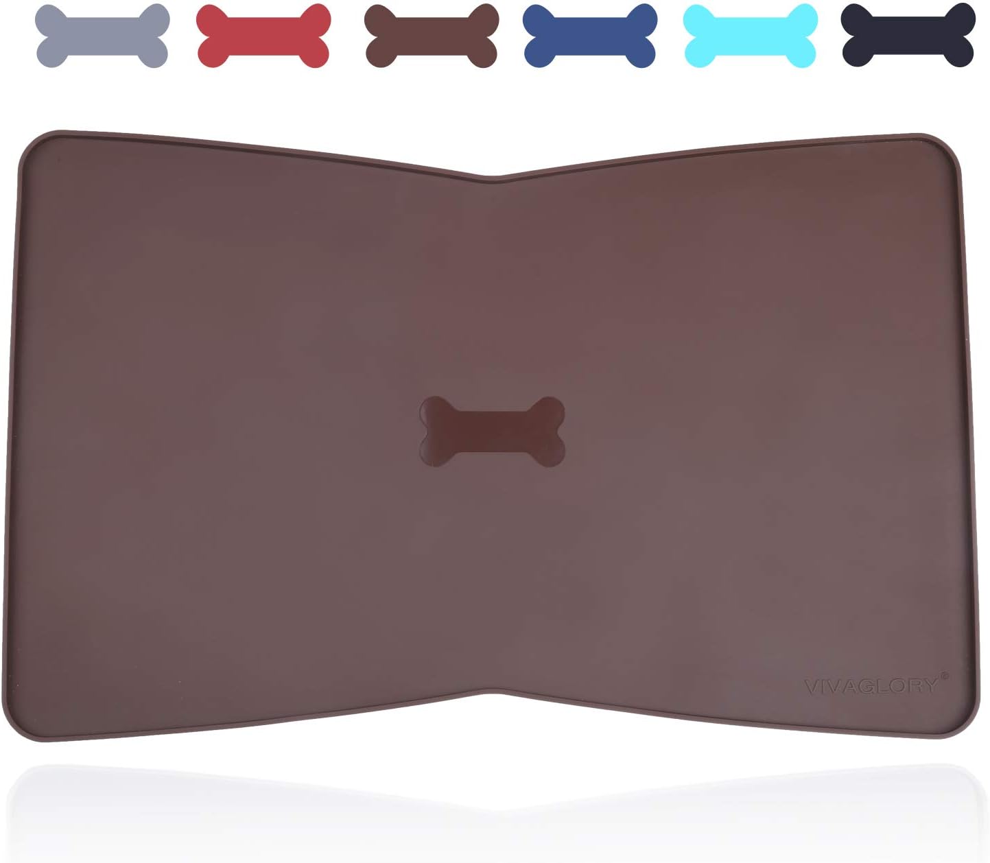 VIVAGLORY Silicone Dog Cat Food Mat, Waterproof Pet Feeding