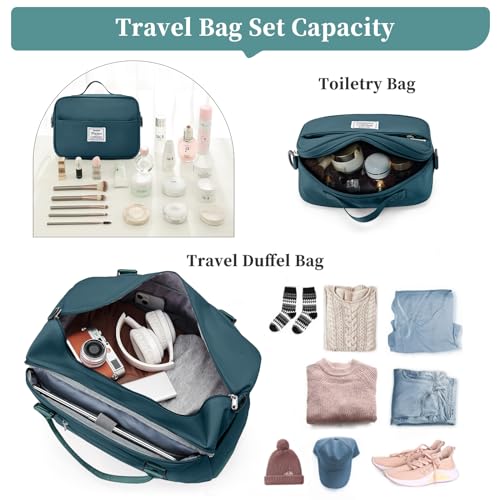 Travel Weekender Bag for Women,Travel Duffel Bag with Computer Compartment, Overnight Carry On Tote Bag with Trolley Sleeve for Weekend Travel Business Trip,Peacock Blue2