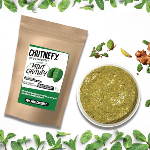 Image of CHUTNEFY|Mint (Hari /Pudina Dhaniya) Chutney Mix|100% Natural Ingredients|250gms (Dry /Reusable Bulk Pack)|Add Water to make 1000ml each|20+ Servings|Mild and mellow flavour for multi-purpose use