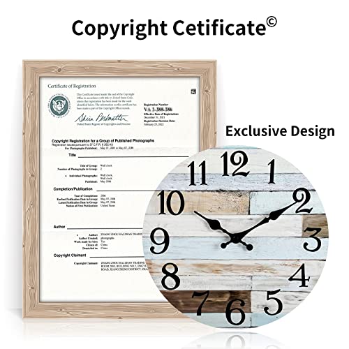 Kecyet Wall Clock - 10 Inch Silent Non-Ticking Wooden Wall Clocks Battery Operated - Country Retro Rustic Style Decorative For Living Room, Kitchen, Home,Bathroom, Bedroom, Laundry Room #TOP3