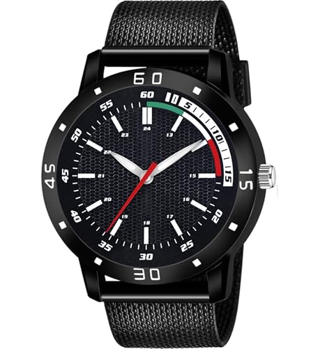 Image of Men's Premium Analog Watch with Roman Number Markers and Stainless Steel Chain Strap