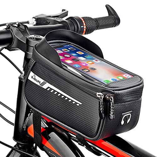 BOBILIFE Support de téléphone pour Cadre Avant de vélo – Tube supérieur étanche pour vélo, téléphone Portable, GPS, Compatible avec iPhone Galaxy téléphones...