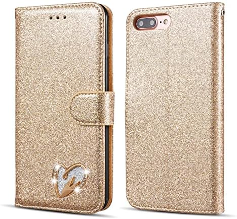 QLTYPRI Case for iPhone 6 iPhone 6S Case, Flip Case Glitter Bling Leather Wallet Case with Card Holder Magnetic Wallet Cover for iPhone 6 iPhone 6S - Rose Gold
