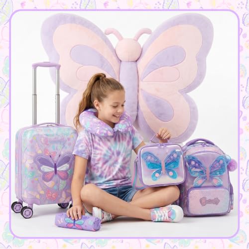 Image of Kids Luggage Set with Spinner Wheels 5 Piece 16inch Toddler Suitcase for Girls Travel Carry on Luggage Airline Approved