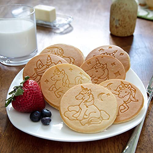 Image of Unicorn Mini Pancake Pan - Make 7 Unique Flapjack Unicorns, Nonstick Pan Cake Maker Griddle for Breakfast Fun & Easy Cleanup | Nonstick Pan Cake Maker Griddle for Breakfast Fun, Easy Cleanup, Long Handle, Girls Magical Dessert Treat, Gift for Kid Party