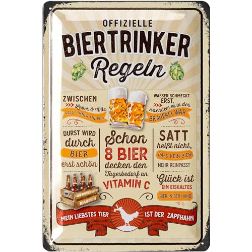 LANOLU Retro Blechschild Bier- lustige Schilder mit Sprüchen Bar Dekoration für Partykeller, Kneipen Bardeko für Stammtisch, Geschenkidee für Papa zum Vatertag, vintage Metallschild 20x30cm