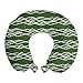 ABAKUHAUS Rayas Cojín de Viaje para Soporte de Cuello, Las líneas horizontales y Puntos, Cómoda y Práctica Funda Removible Lavable, 30x30 cm, Verde y Blanco