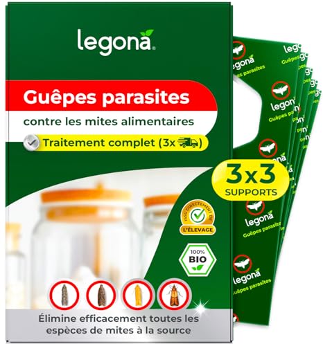 Trichogrammes mites alimentaires Legona lutte biologique pour garde-manger