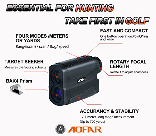 AOFAR HX-700N Hunting Range Finder 700 Yards Waterproof Archery Rangefinder for Bow Hunting with Range Scan Fog and Speed Mode, Free Battery, Carrying Case - Thumbnail 5