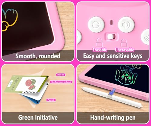 Image of 112 Talking Flash Cards with LCD Writing Tablet for Kids 3-8 Years, Rechargeable Learning & Drawing Board, Educational Toy for Boys & Girls, Preschool Learning Gift, Pink Doodle Board