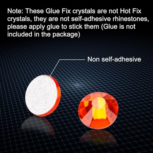 Image of Jollin Glue Fix Crystal Flatback Rhinestones Glass Diamantes Gems for Crafting Nail Art Crafts Decorations Clothes Shoes 1.6mm (ss4 2880pcs, Lt Siam)