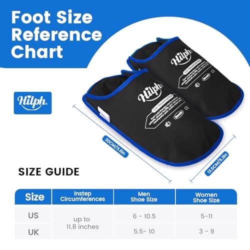 Image of Hilph Foot Ice Pack Slippers for Plantar Fasciitis, 1 Pair - Reusable Hot & Cold Packs, Gel Ice Slippers for Foot, Broken Toes, Gout, Surgery, Neuropathy, Diabetic, Swollen, Black