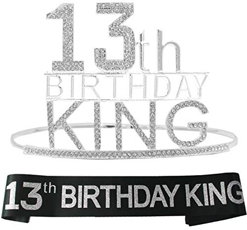 13th Birthday Gifts for Boy, 13th Birthday King Crown,13th Birthday King Sash,13th Birthday Supply,13th Birthday Gifts,13th Birthday Decorations,Birthday Boy 13 Years Old,13th Birthday Crown