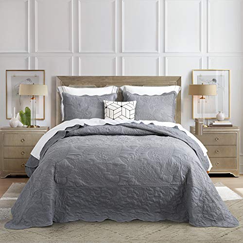 HZ&HY Oversized King Bedspread Grey 128x120 Extra Wide, Coverlet